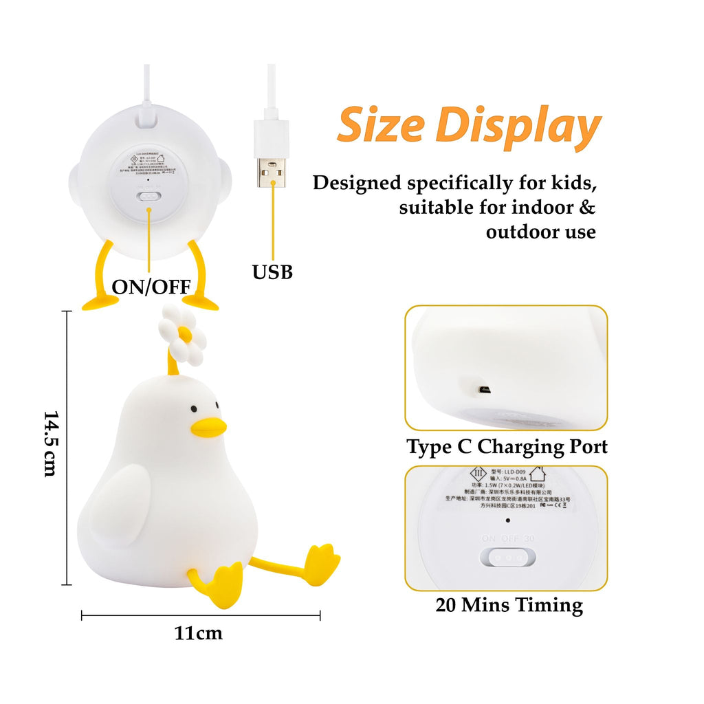 LED Night Light USB Rechargeable Touch Control Bedtime Lamp - Duck