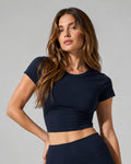 Alo Alosoft Crop Finesse Short Sleeve Navy