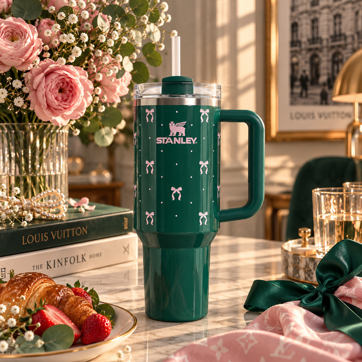 Emerald Pink Bow Tumbler