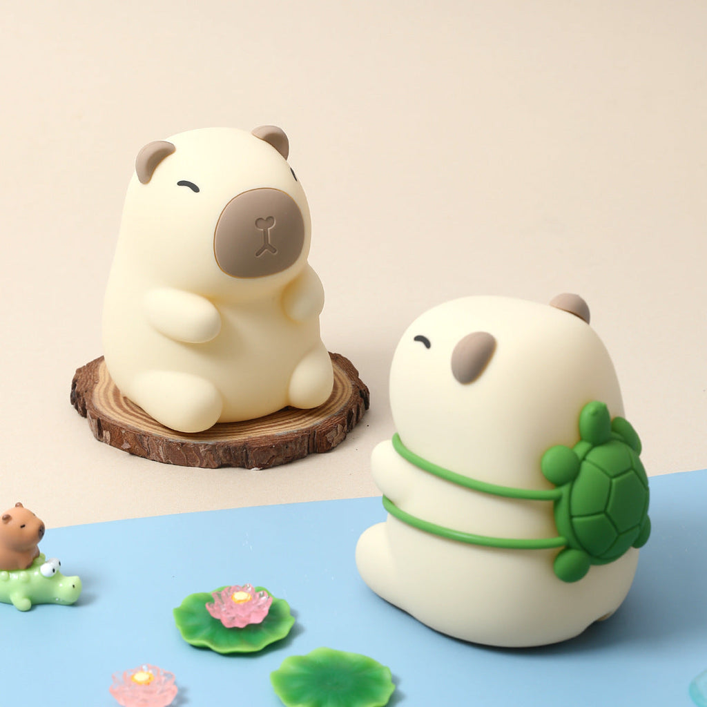 Turtle Backpack Capybara Squishy Silicone LED Night Light - Perfect Gift for Kids and Girls